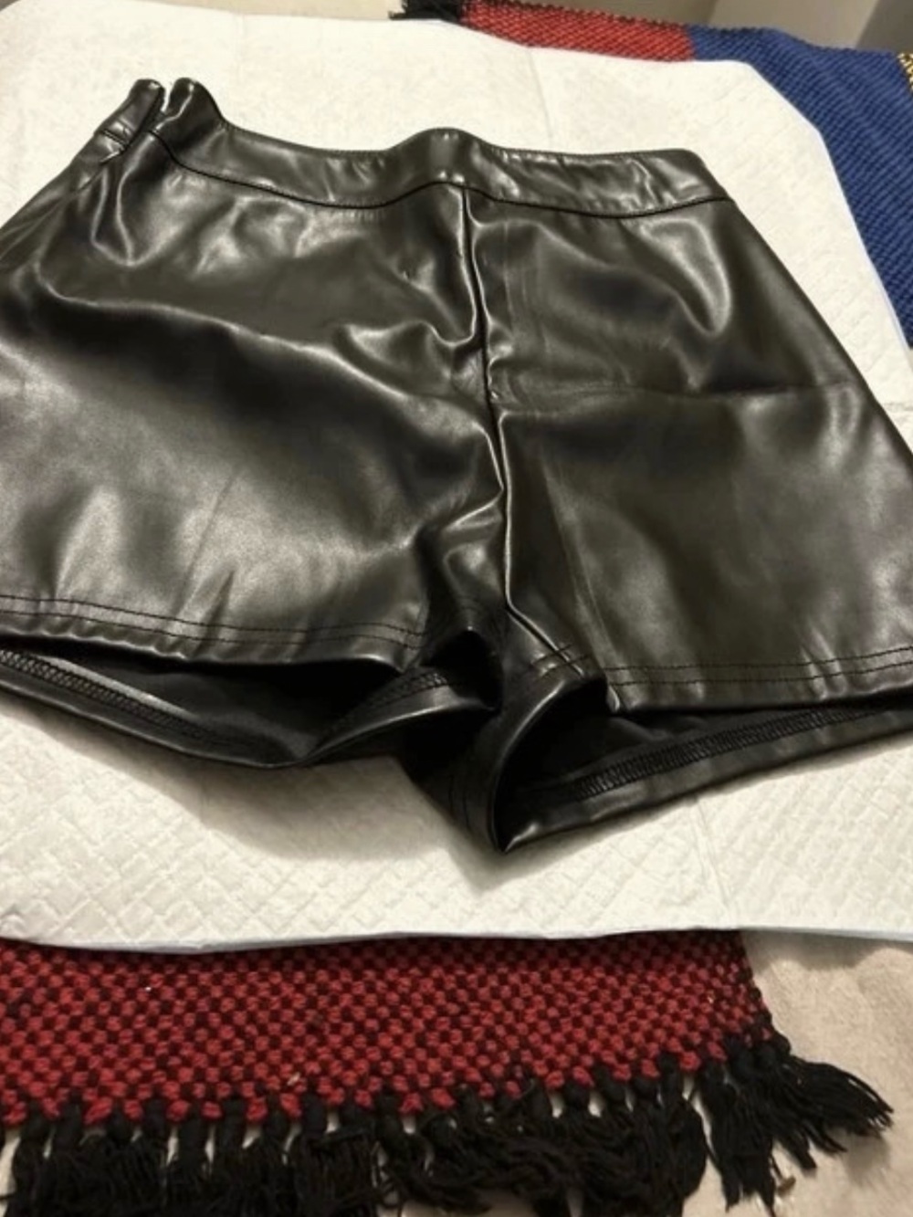 Amazon Black Faux Leather Bermuda Shorts